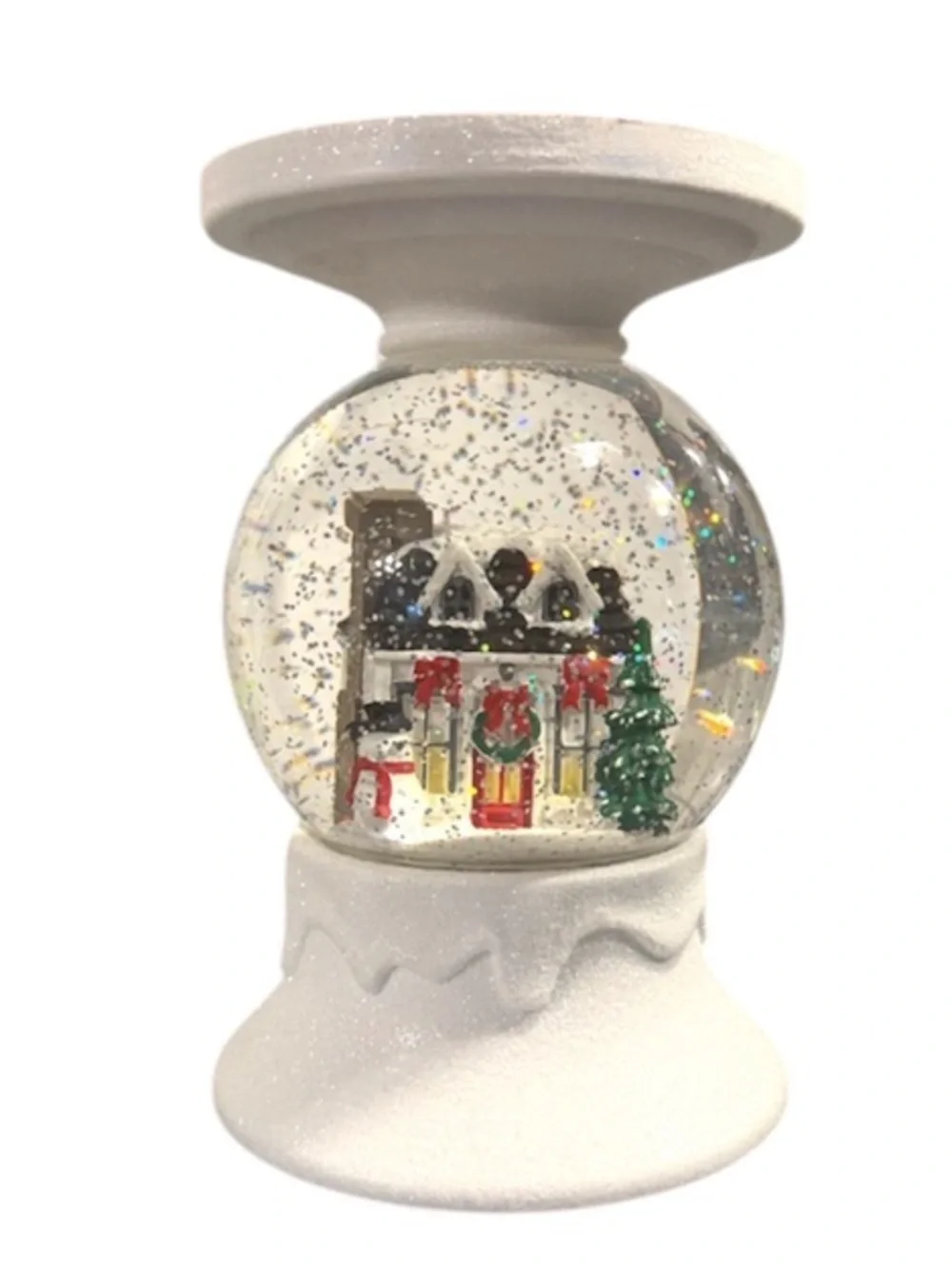 Water Globe Winter House Candle Holder - Picture 2 of 5